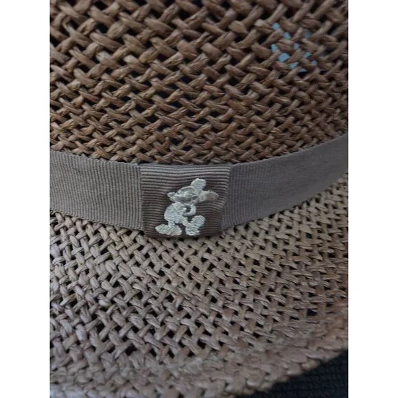 Walt Disney World Disneyland Resort Brown Mickey Mouse Woven Fedora Hat 7-3/8 - Picture 6 of 10